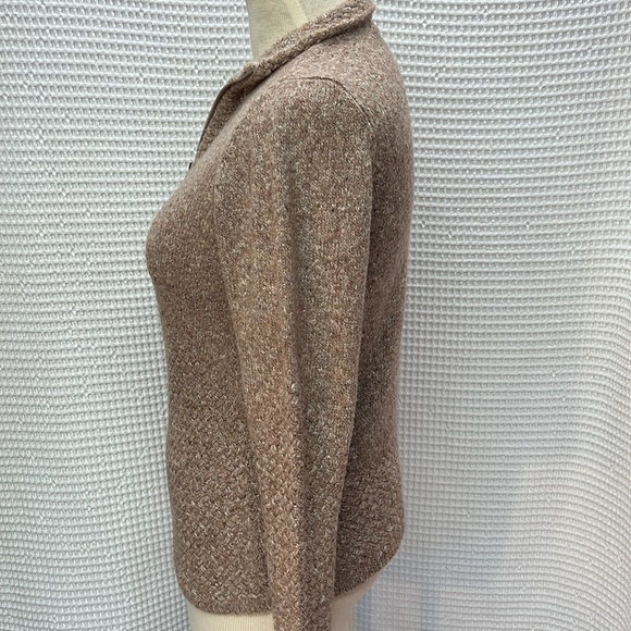 Christopher & Banks Ladies Cotton/acrylic/poly 1/4 Zip sweater. Tan Tweed. EUC - Picture 4 of 8